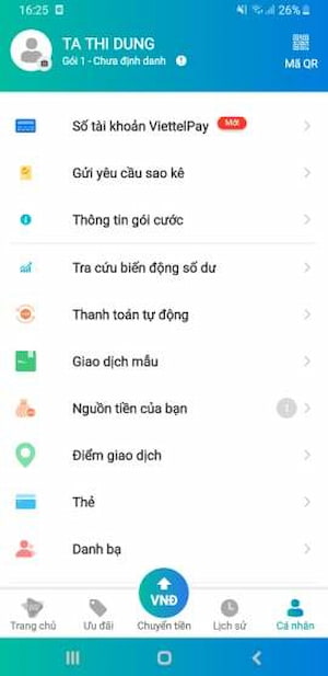 truy cập vào phần "Cá nhân