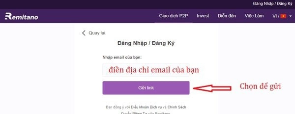 Bước 2: Nhập địa chỉ Email