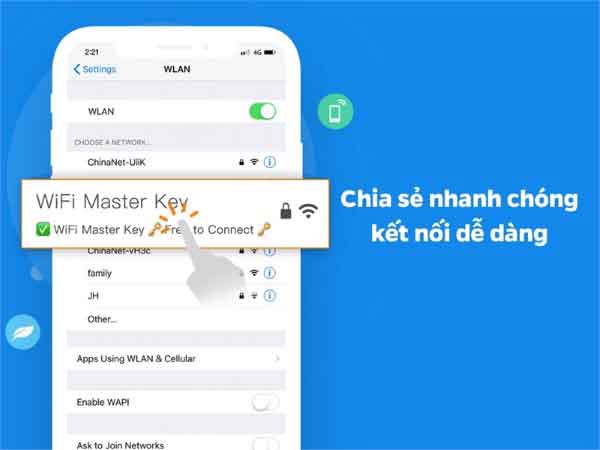 WiFi Master Key là ứng dụng cho phép người dùng chia sẻ các điểm WiFi công cộng